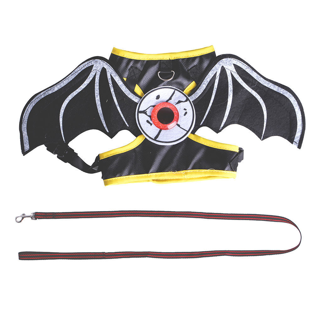 Cross-Border New Halloween Bat Eyes Chest and Back Collar Funny Dress up Cat Costume Hand Holding Rope Factory Direct Sales