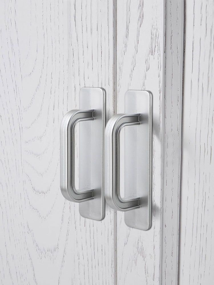 批发抽屉拉手免打孔门把手手柄柜门推拉玻璃衣柜移门橱柜柜子塑料