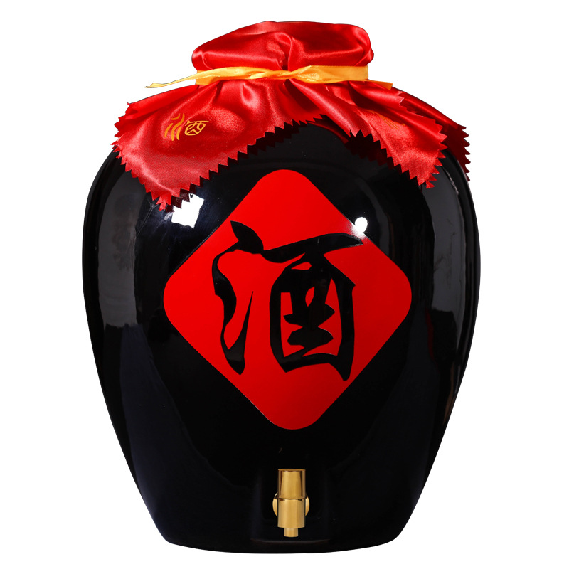 仿古陶瓷酒坛子10/20斤30/50斤酒缸黑色釉酒罐自酿密封泡酒瓶酒壶
