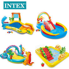 INTEX夏季儿童乐园喷水池宝宝充气戏水池卡通动物滑梯水池批发
