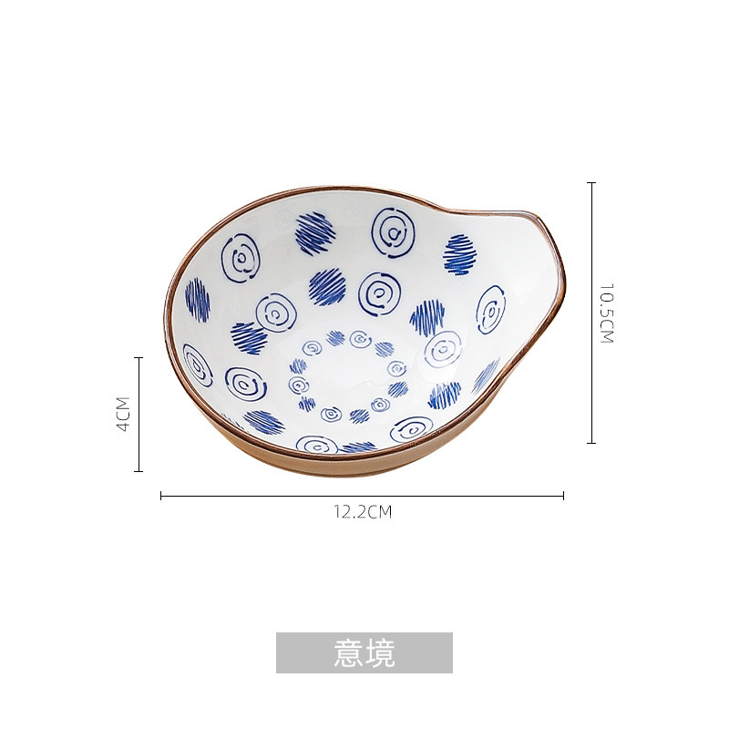 Wholesale Ins Japanese Ceramic Plate Household Small Dish Seasoning Bowl Dish Creative Tableware Sauce Vinegar Seasoning Saucer Dish