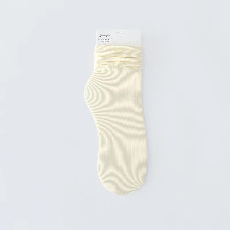 Spring Summer Japanese Velvet Bunching Socks Korean Style Mid-Calf Ins Long Women's Socks Women's Solid Color Trendy Ice Socks