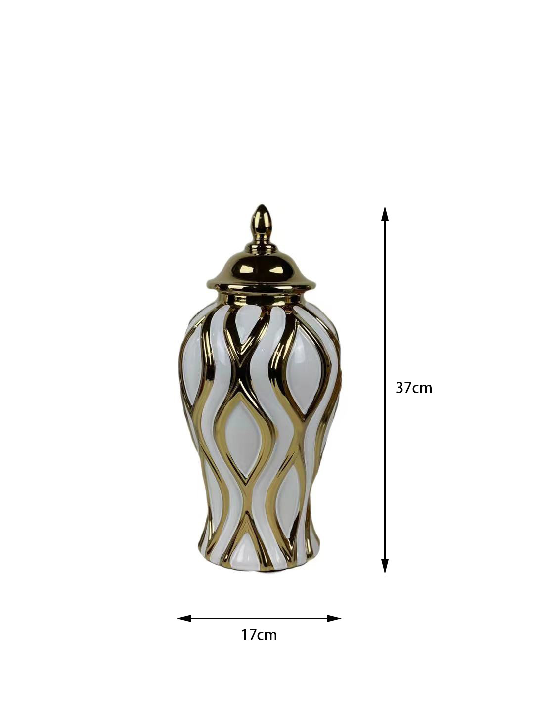 European-Style Electroplated Diamond Double-Spin Electroplated Ceramic Stripes Temple Jar Model Room Living Room and Hotel Black Gold Platinum Vase