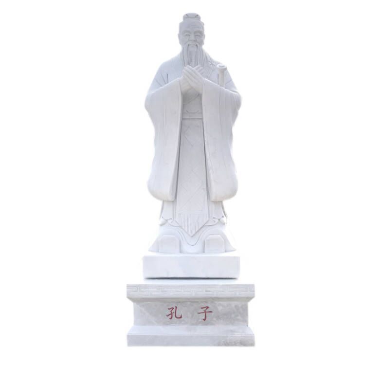 石雕孔子像汉白玉孔子雕像校园人物胸像花岗岩半身像雕塑厂家供应
