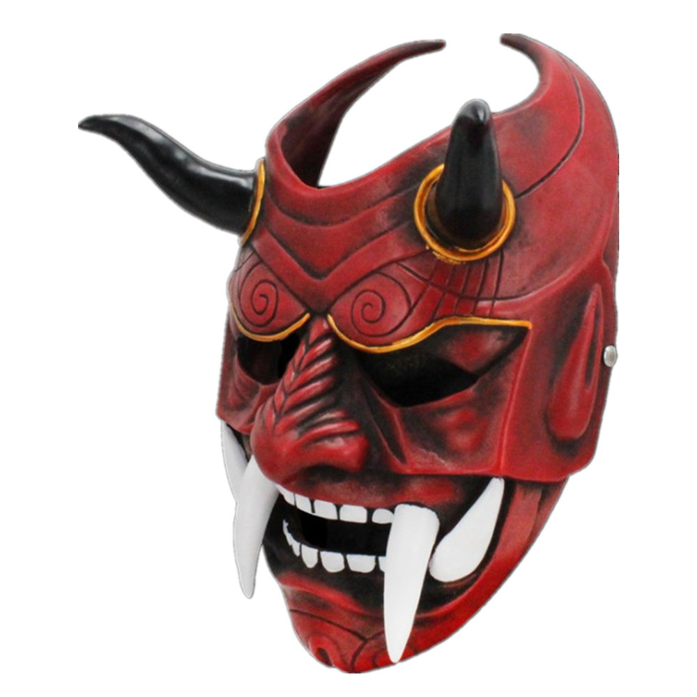 日系赤般若面具红色恶魔鬼首面罩白鬼院凛凛蝶万圣节装饰道具mask