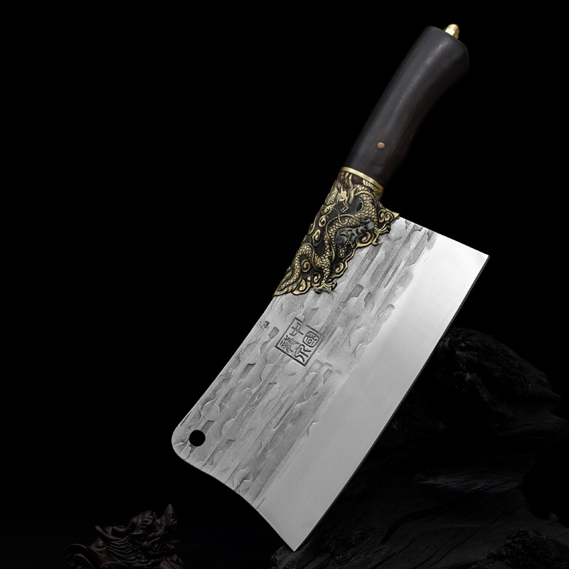 手工菜刀龙泉市夹钢锻打斩切两用刀厨师刀商用斩切刀家用刀具批发