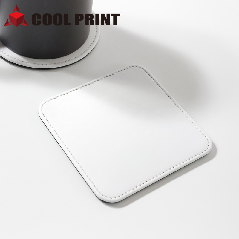 Wholesale Heat Transfer Printing Blank Coaster Fashion Litchi Pattern Heat Proof Mat Square round Natural Rubber Non-Slip Mat