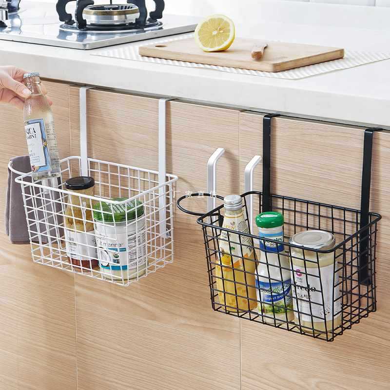 Wholesale Wrought Iron Hanging Basket, Punch-Free Bathroom Storage Rack Kitchen Cabinet Door Rack Storage Basket Wall Hanging Cabinet Door Storage