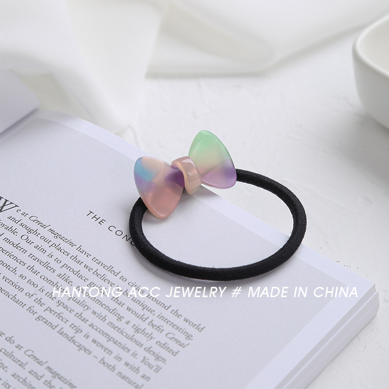 Acetate Bow Tie Rubber Band Korean Ins Bow Tie Hair Bun Headband Simple Hair Ring Leather Cover See-through Women