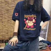小熊印花纯棉短袖T恤女士2024夏季新款韩版宽松显瘦半袖体恤上衣