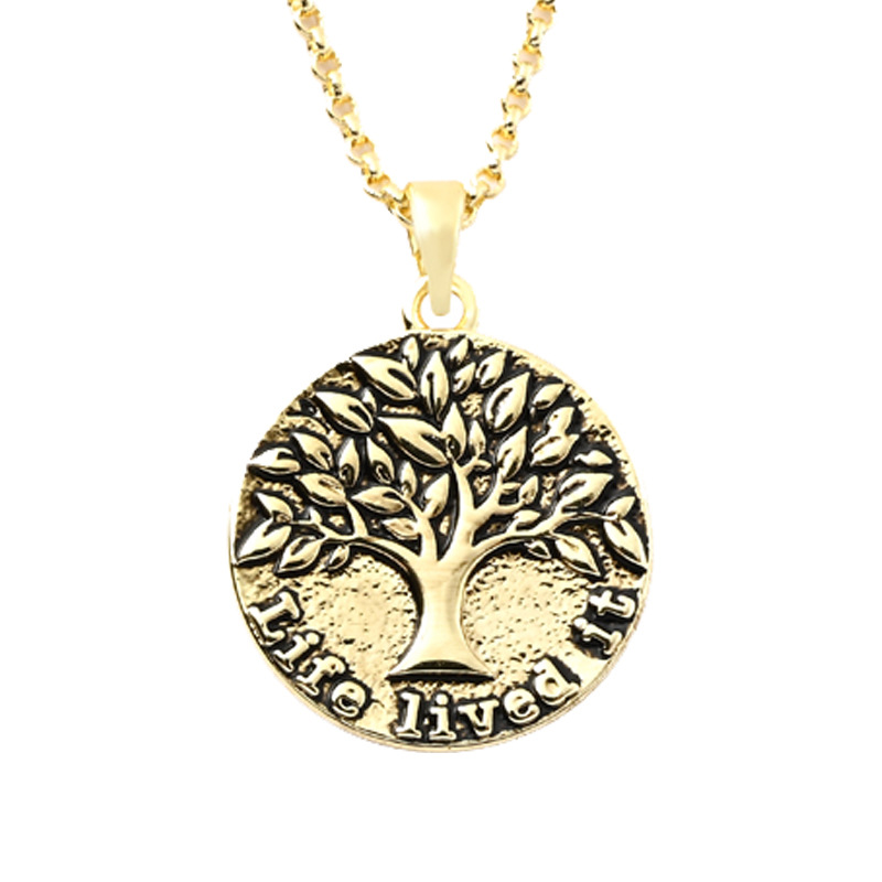 欧美跨境饰品卡巴拉生命之树项链复古简约刻字英文字母生命树项链