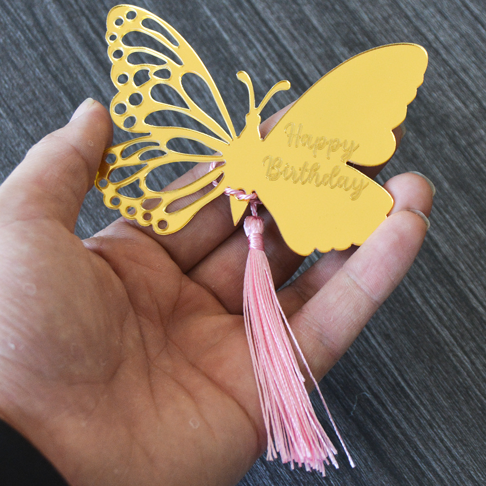 JM2012-14 Cross-Border 2mm Double-Sided Acrylic Butterfly Happy Birthday Hollow out Butterfly Home Decoration