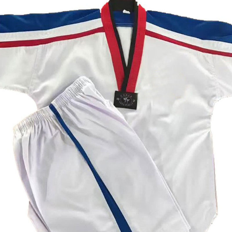 跆拳道裁判服跆拳道道服男童老师白带纯棉专业服装儿童红带长袖