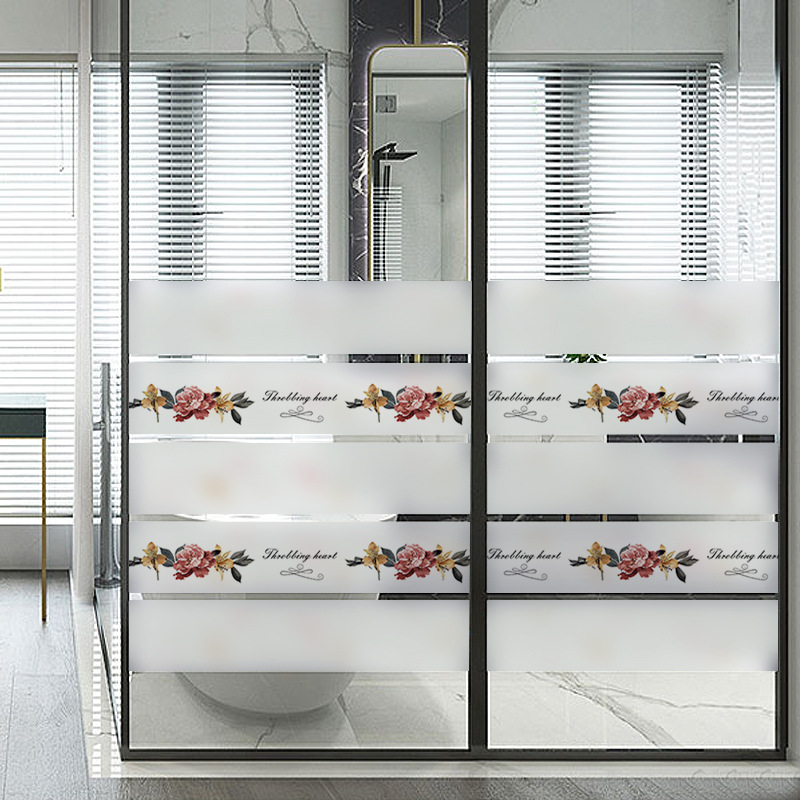 玻璃门贴纸创意腰线防撞条办公室磨砂窗户推拉门个性装饰贴膜窗花