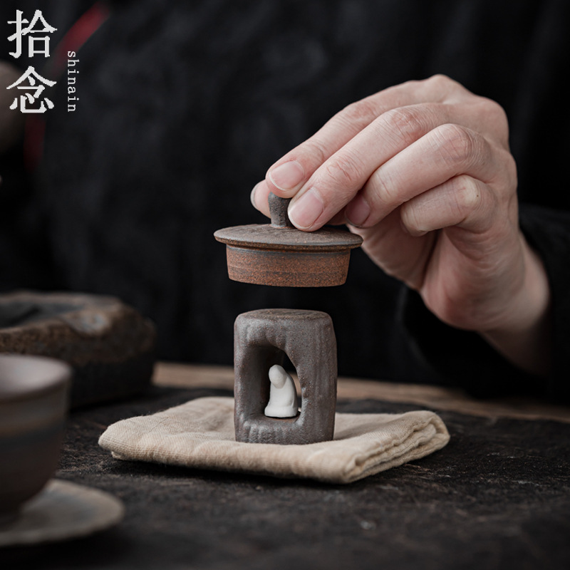 拾念 陶瓷盖置日式创意茶壶壶盖托紫砂粗陶 功夫茶具配件茶道零配