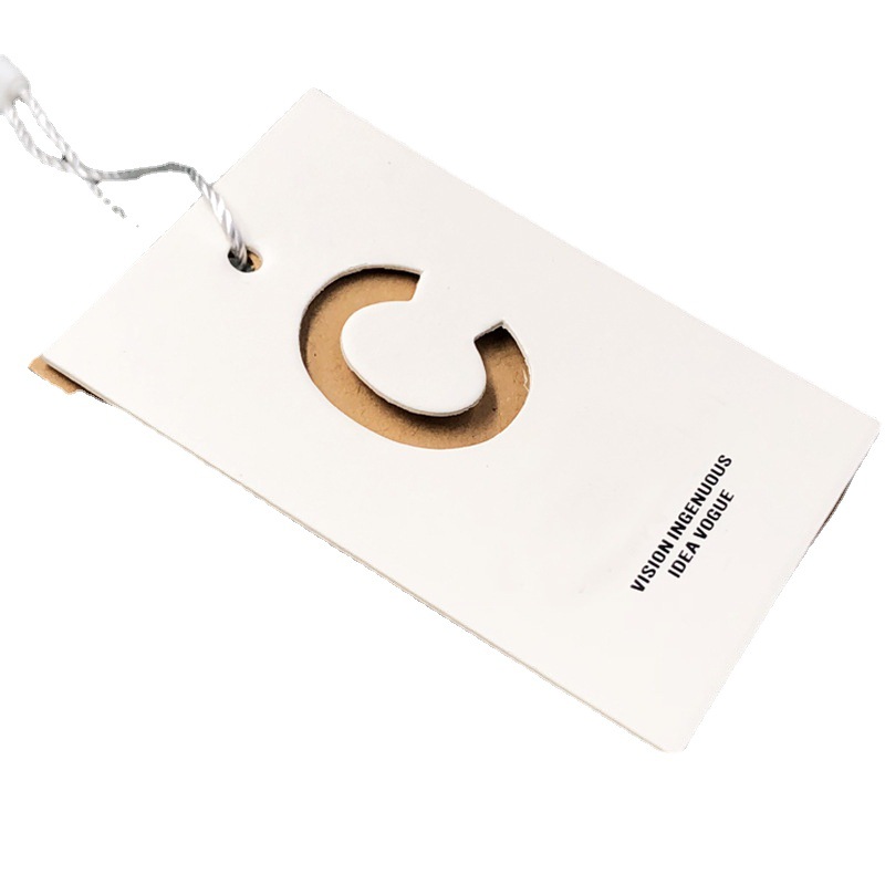 爆款意大利白卡服装异形吊牌标签定制 艺术纸烫金凹凸厚卡片印刷