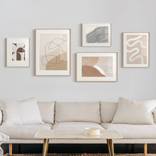 莫兰迪极简法式客厅沙发背景墙组合装饰画北欧现代抽象餐厅挂画