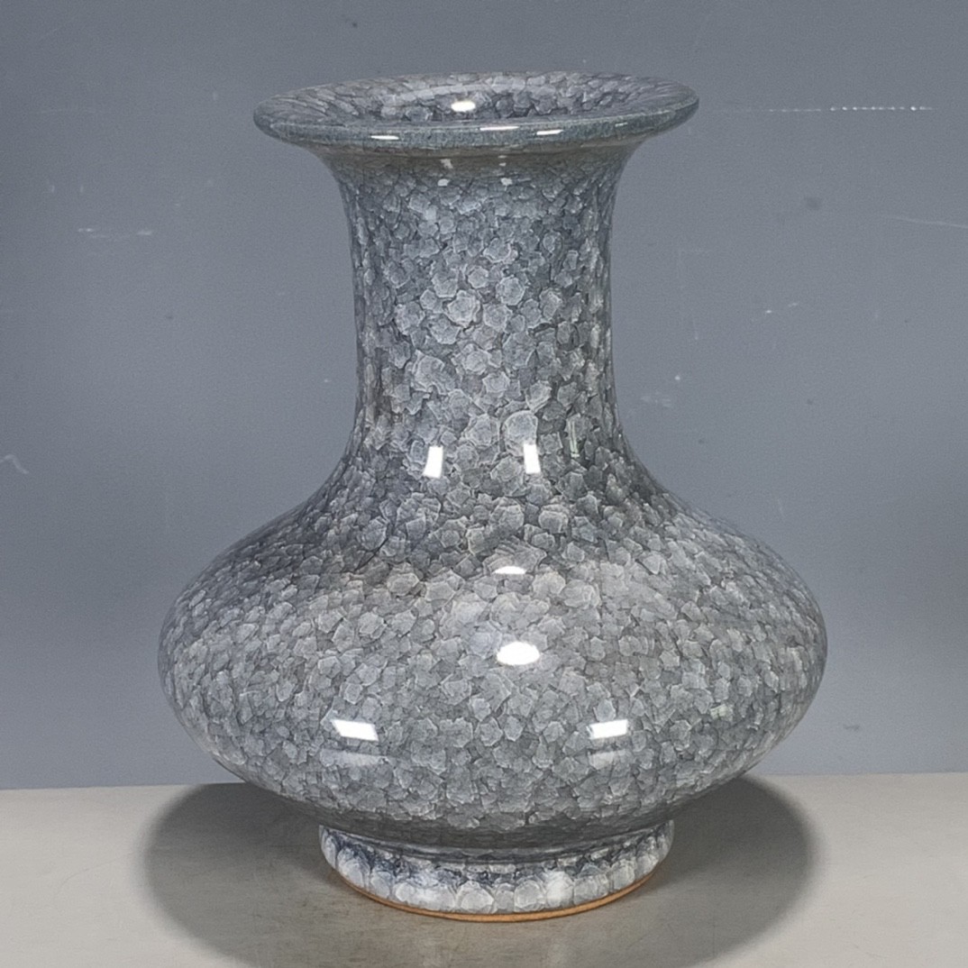 古玩杂项古董旧货官窑冰裂纹开片单色釉扁肚瓶收藏品老物件-阿里巴巴