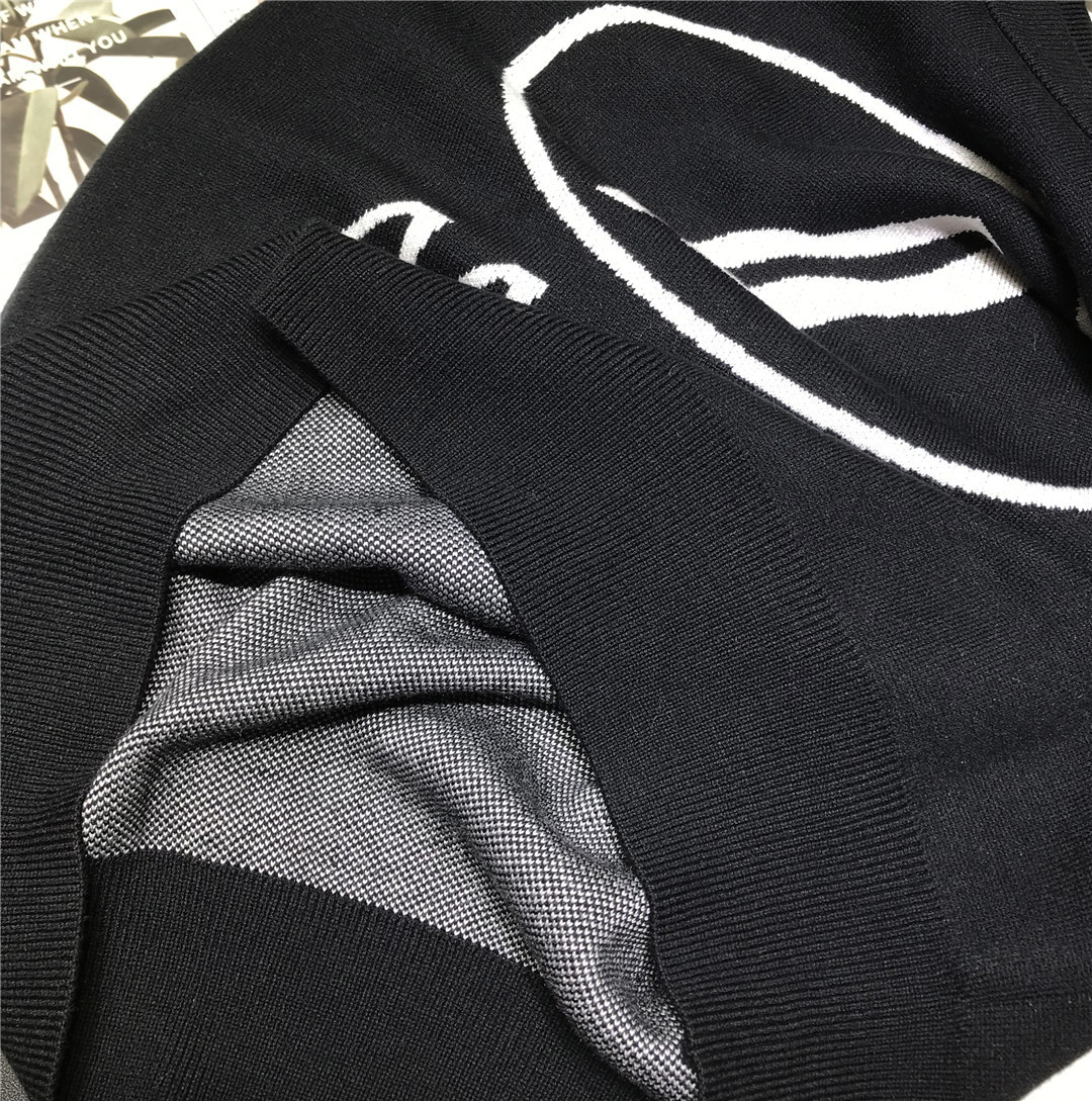 wd潮牌字母提花logo圆领套头针织衫男女韩版宽松休闲长袖毛衣秋冬