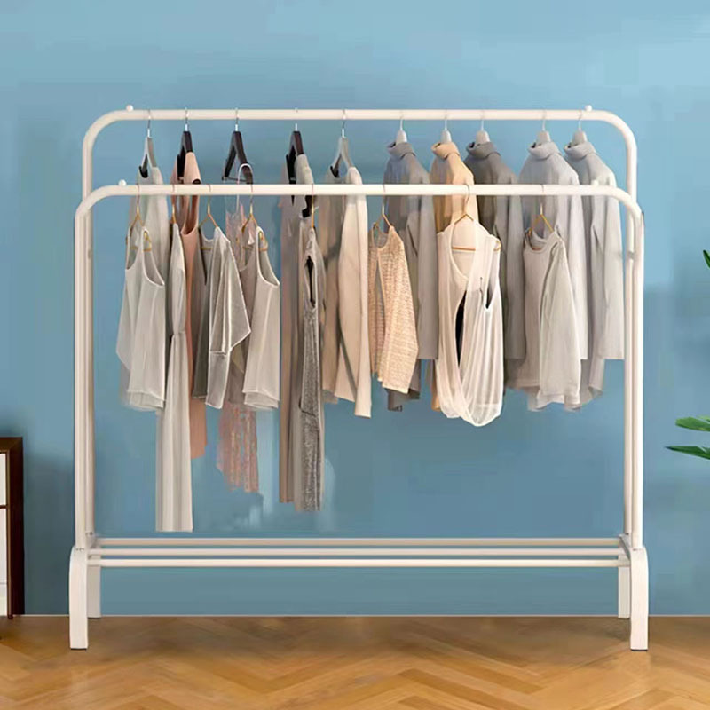 Double Pole Hangers Floor Clothes Drying Rack Organizing Storage Rack Multifunctional Simple Furniture Removable Coat Rack