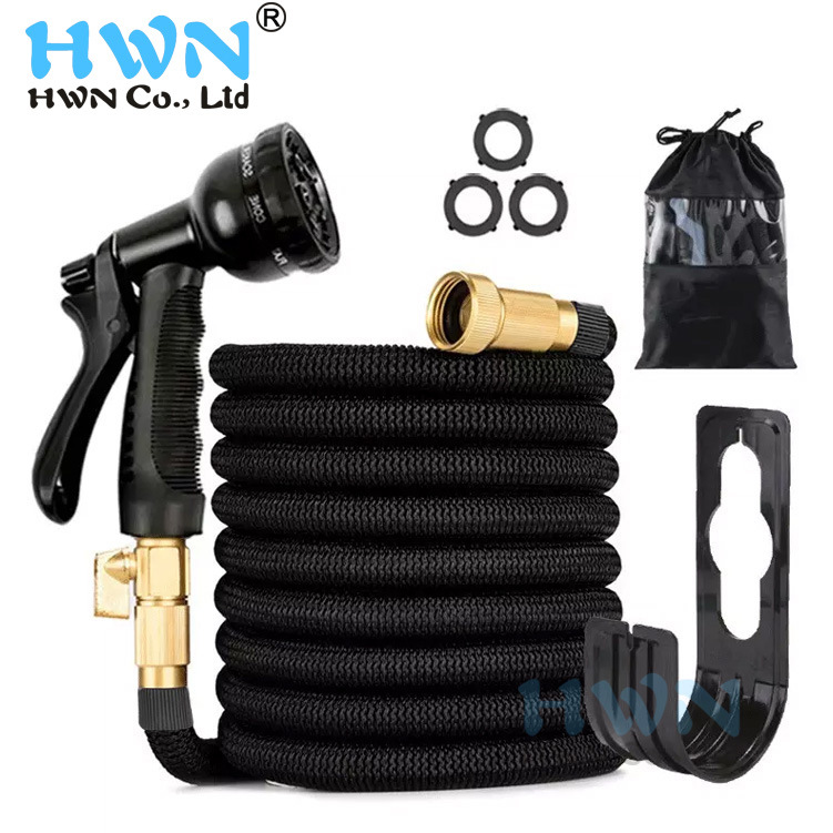 Household Magic Automatic Telescopic Pipe Copper Plating High Pressure Car Washing Gun Hose Watering Flower Gardening Garden Hose Set