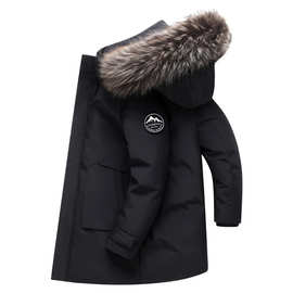 厂家直销羽绒服男加厚中长款2024冬季新款大毛领极寒保暖派克外套