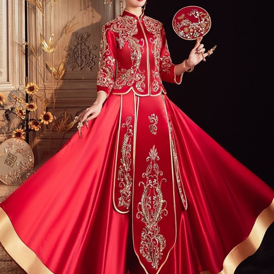 秀禾服新娘结婚礼服女情侣新款婚纱敬酒服中式结婚衣服女嫁衣修身