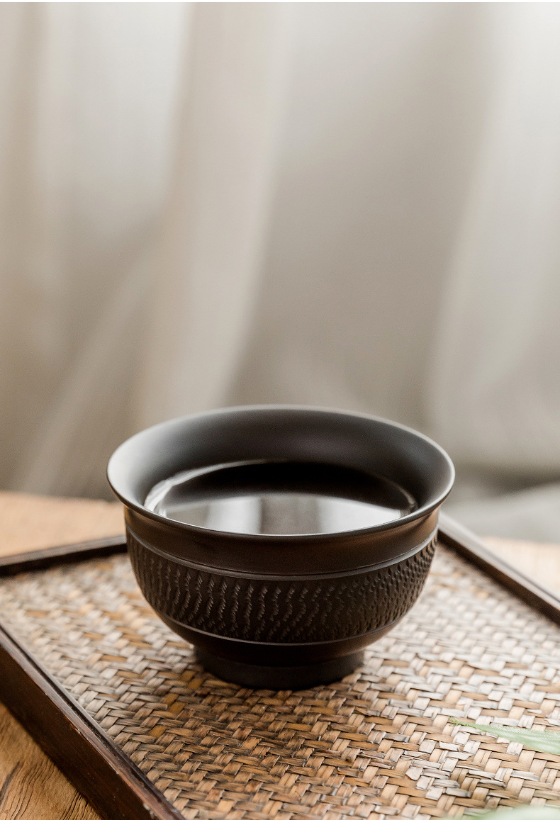 紫砂主人杯子男士个人茶盏建水紫陶品茗杯大号单个喝茶碗功夫茶具