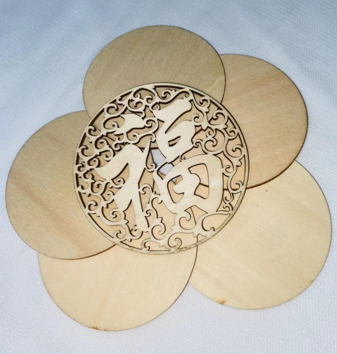 diy木质镂空祝福文字挂牌吉祥文字雕刻木片装饰挂件厂家供应批发