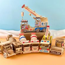 多款木质车模型系列 木头挖土机 儿童玩具运输工程车木制车批发