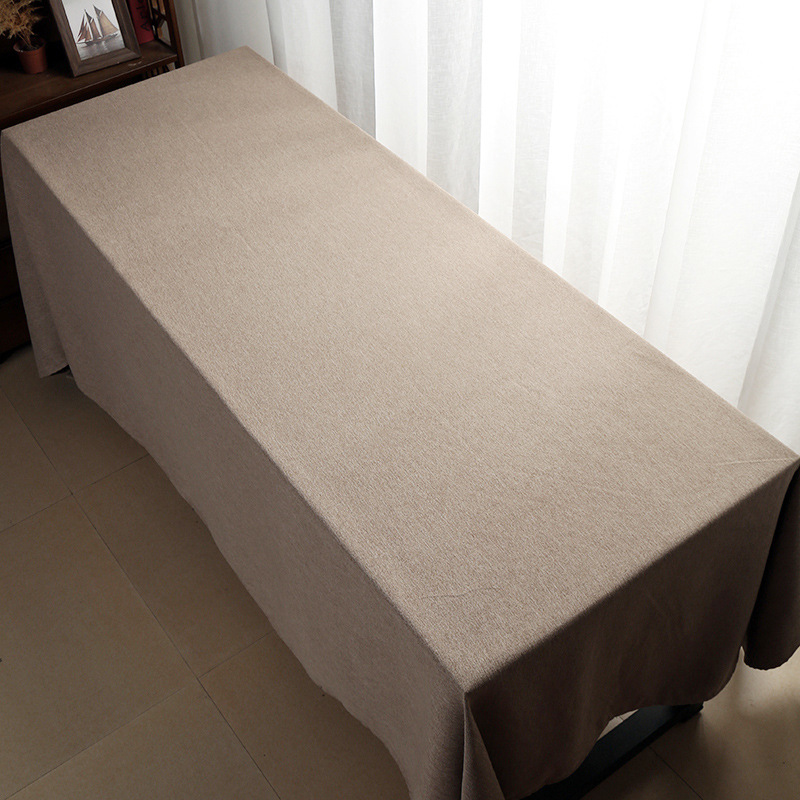 桌布加大混纺长方形台布纯色会议书桌布茶几桌布中式餐桌布艺定制