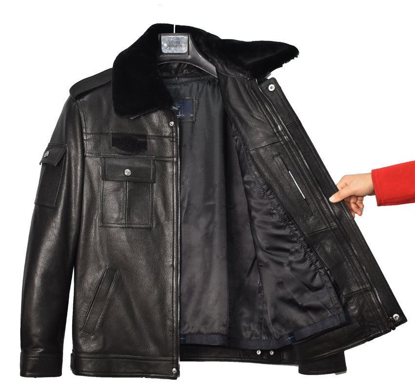 定制新式皮安保执勤交巡服皮衣山羊皮皮夹克外套可隐藏式工厂直销