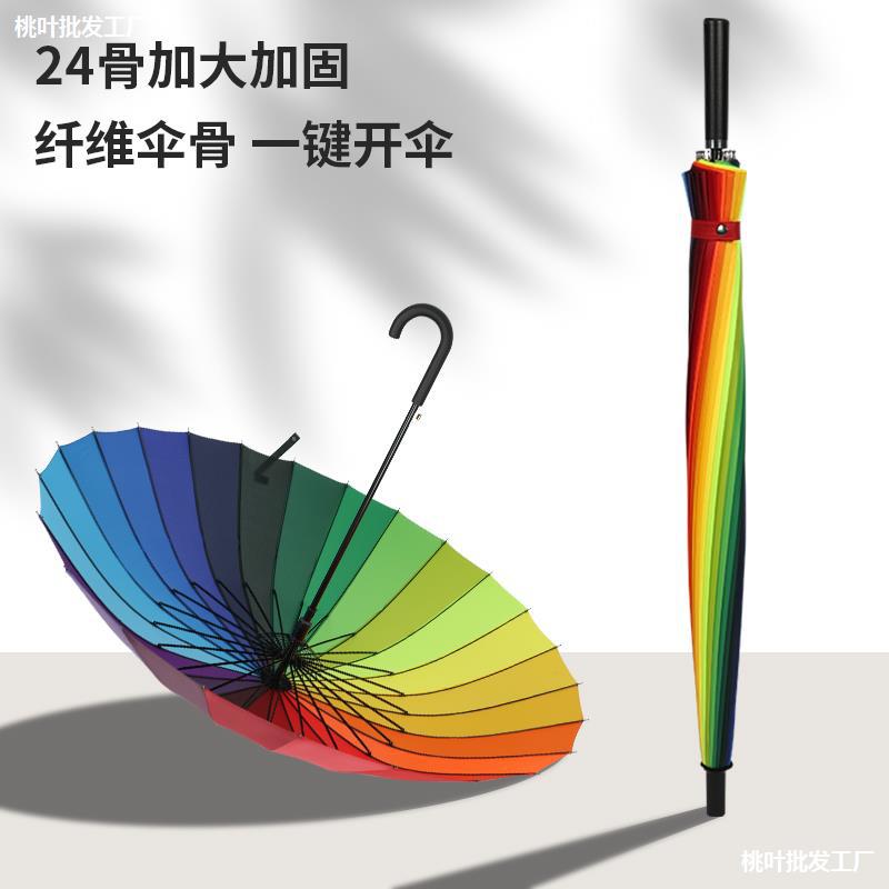 24骨自动长柄超大雨伞抗风晴雨伞直杆伞男女双人抗风暴大雨伞