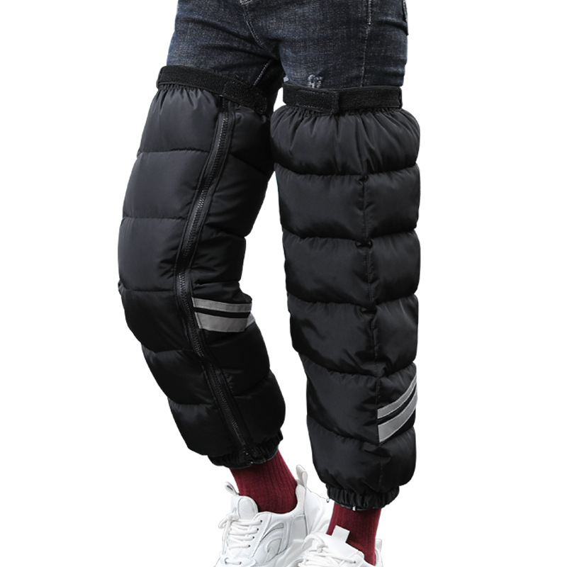 骑电动摩托车保暖护膝冬季包围式男女加绒加厚防水羽绒棉拉链护膝