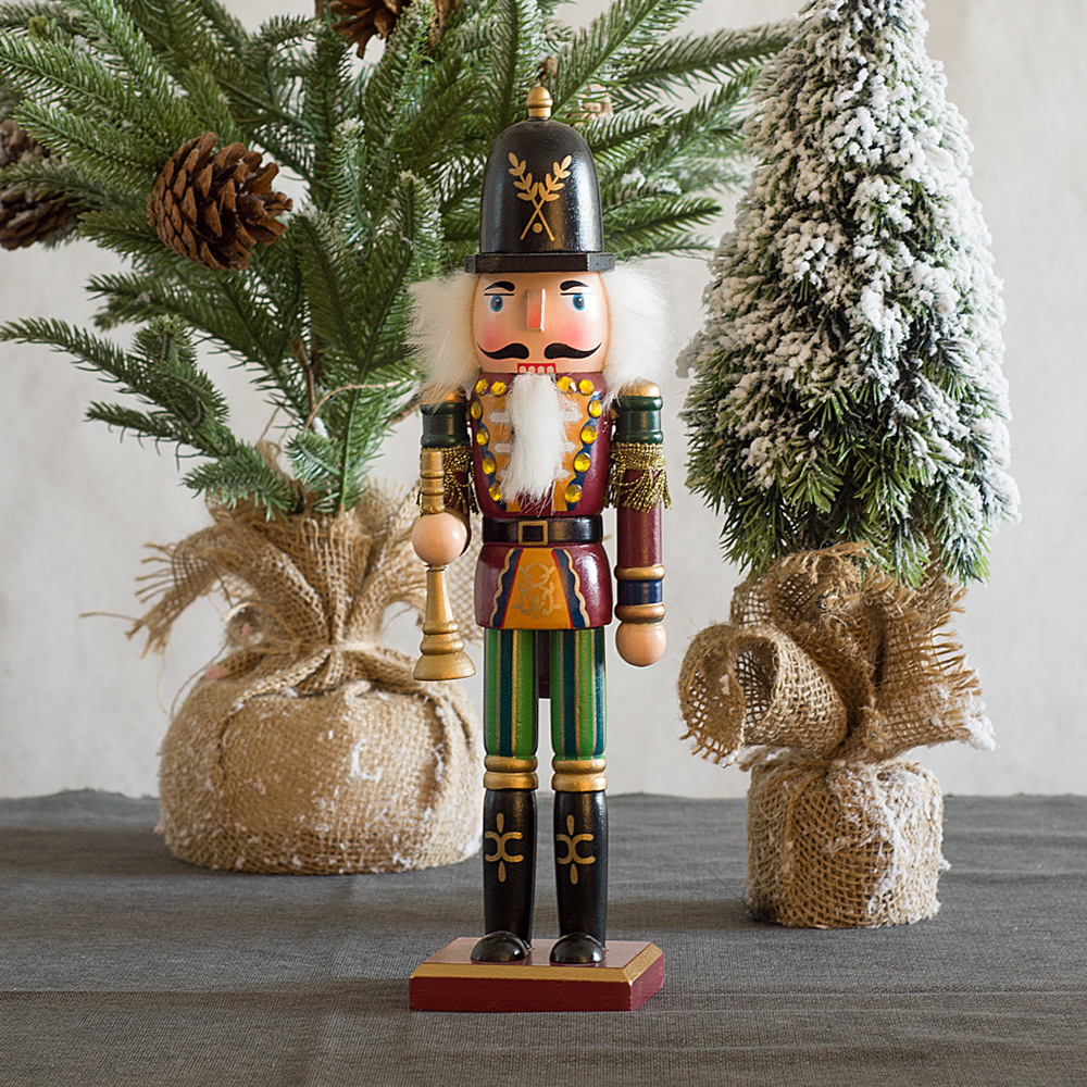 30cm Nutcracker Puppet Tin Soldier Wood Nutcracker Foreign Trade Spot Vintage Christmas Small Ornaments