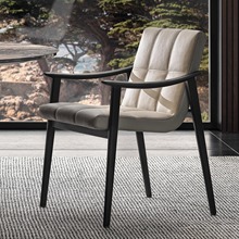 意式极简高端全真皮Fynn餐椅设计师家用北欧简约高级布艺实木椅子