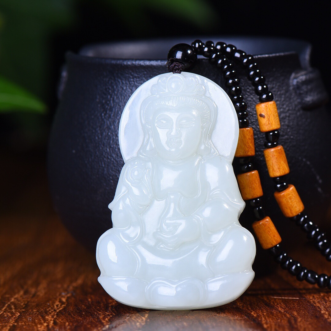 和田玉观音吊坠和田白玉观音吊坠玉石观世音菩萨吊坠