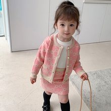 女童小香风甜毛衣针织两件套韩版儿童套装裙宝宝洋气春秋小孩衣服
