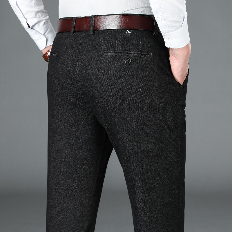 秋季中年男士休闲裤加大码宽松商务直筒西裤爸爸中老年人男装裤子