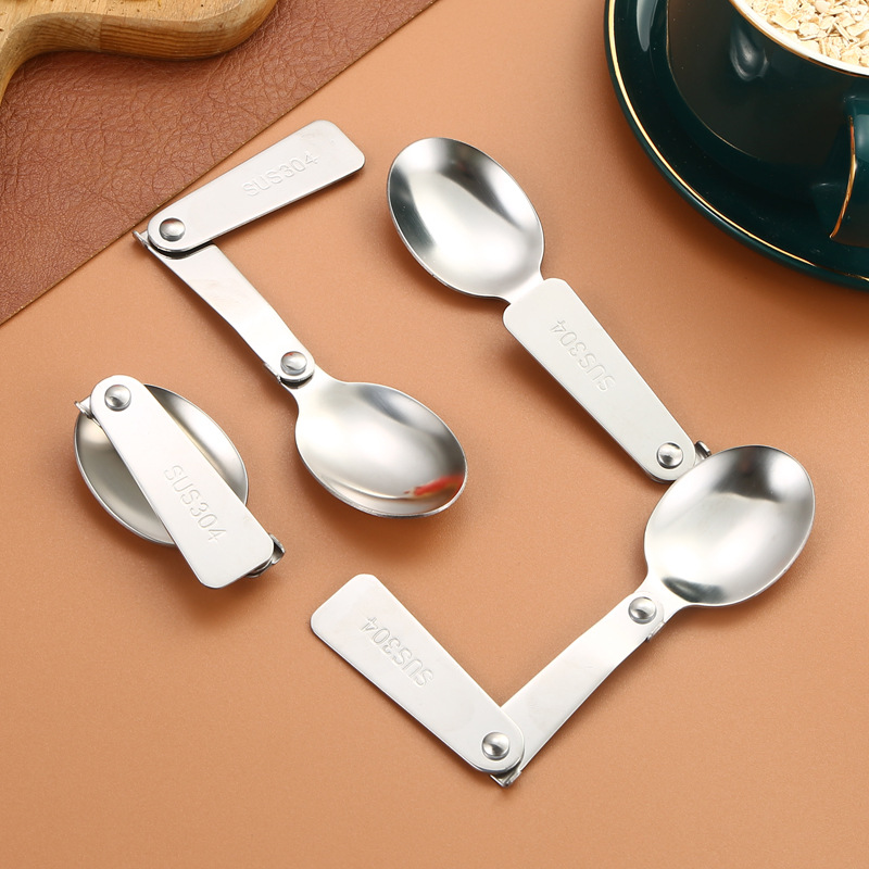 304 Stainless Steel Spoon Travel Portable Tableware Insulation Bucket Instant Noodle Bowl Matching Gift Spoon Braised Cup Folding Spoon