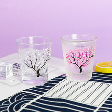 厂家直销2oz玻璃杯品酒杯 个性定制图案LOGO印刷冷变樱花小酒杯