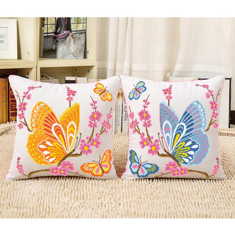 十字绣枕头印花绣抱枕沙发抱枕情侣花草靠垫靠枕头汽车靠背护腰枕