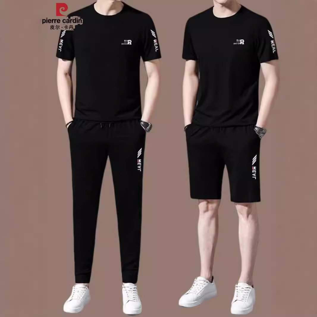 同款皮尔卡丹桑蚕丝男士休闲运动套装夏季短袖t恤两件套-阿里巴巴