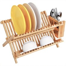 竹制碗筷沥水架栅栏式x结构稳固一步开合