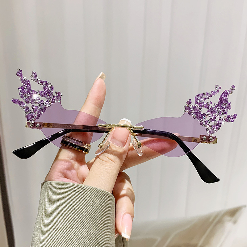 Autumn and Winter New Halloween Dress up Personalized Sunglasses Cross-Border European and American Flame Rimless Sunglasses Funny Sun Glasses