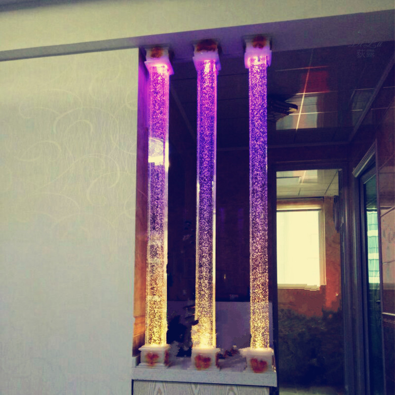 浦江水晶玻璃灯柱 七彩圆形六角精磨玻璃柱 装饰客厅隔断墙柱diy