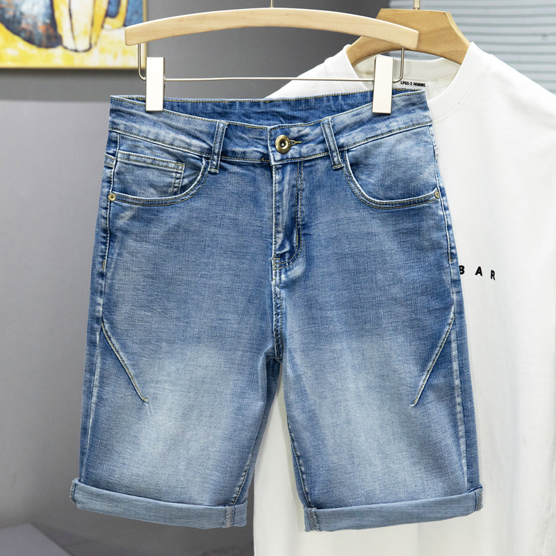   Summer Jeans Men's Denim Pants Elastic Straight Casual All-Match Urban Quality Pants Source Factory