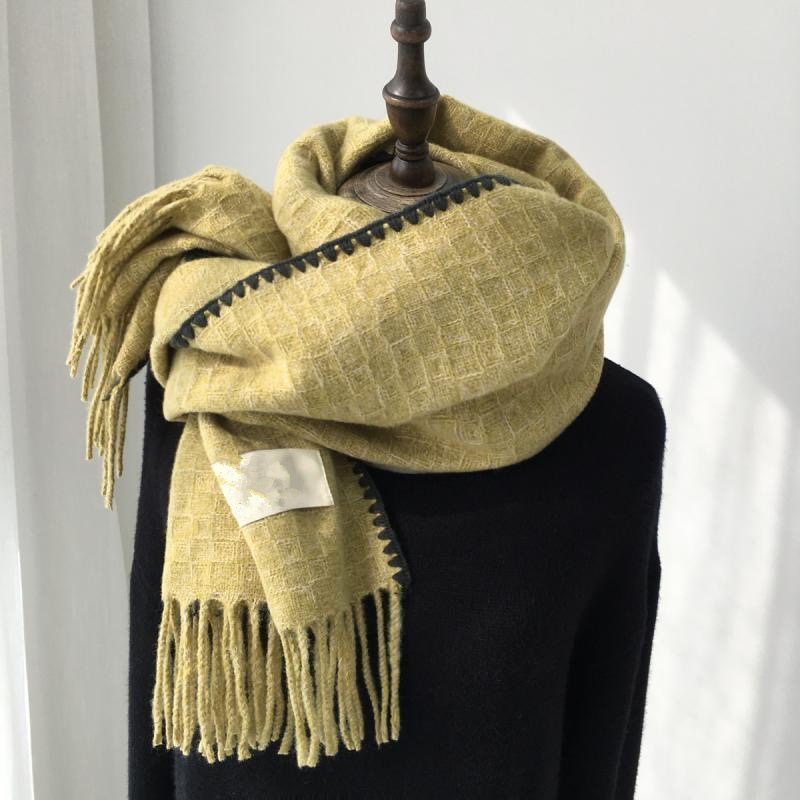 new scarf women‘s advanced lock edge light luxury cashmere-like scarf men‘s universal original warm tassel winter all-matching warm