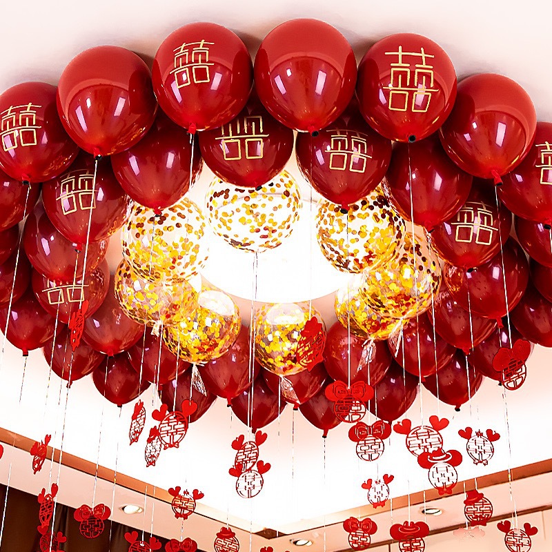 10-Inch 2.2G Double-Layer Pomegranate Red Wedding Balloons Wedding Celebration Wedding Room Layout Wedding Decoration Rubber Balloons Wholesale