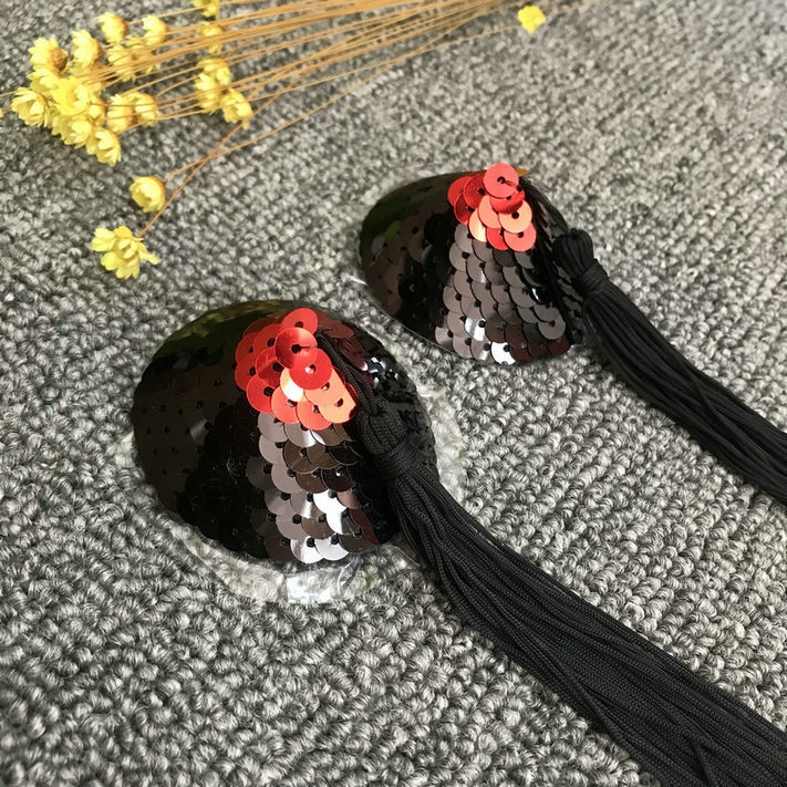 现货性感血滴子乳贴强粘性可水洗 流苏乳贴 亮片情趣胸贴